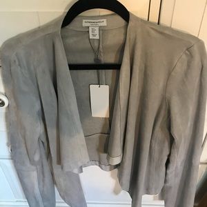 Suede light blue cropped jacket